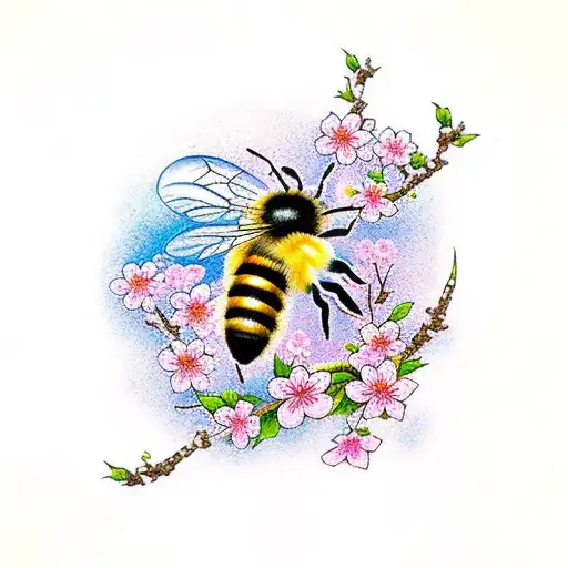 Bee On Cherry Blossom