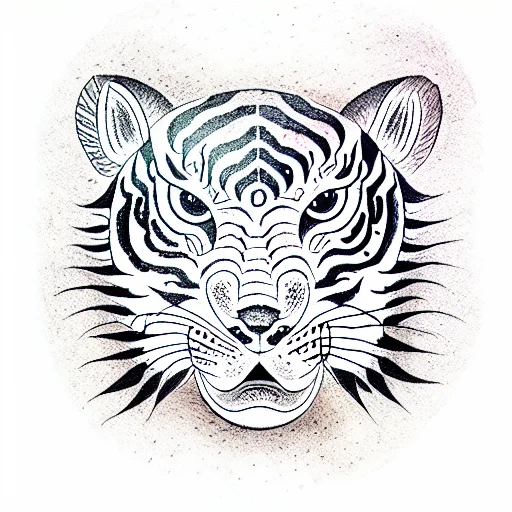 Prehistorical Tiger With Three Eyes And Strange Fur Pattern