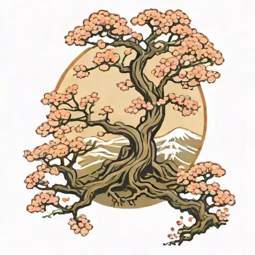 Tree Of Life Japanese Sakura With Samurai