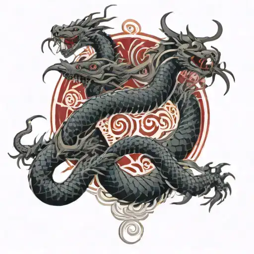 Full Back Tatto With Dragon In The Centre