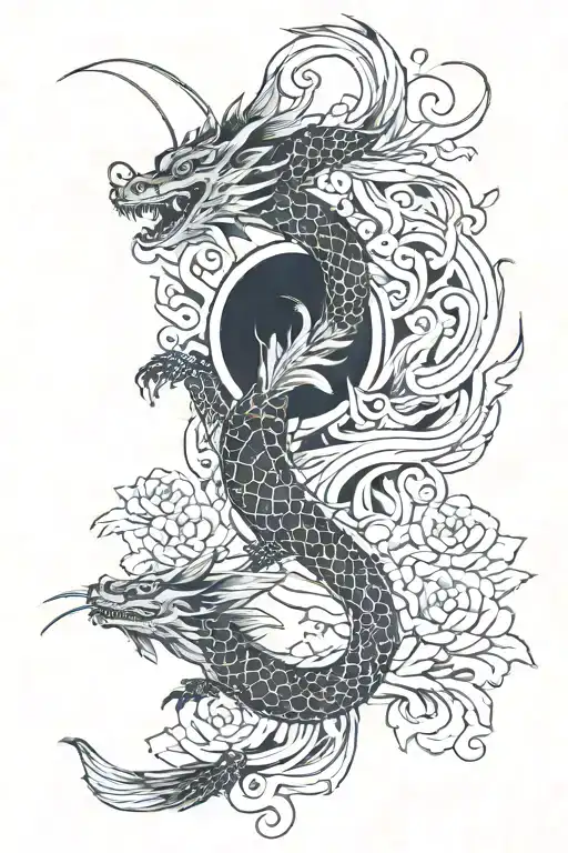 Dragon And Koi Fish