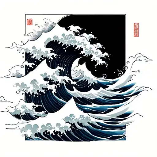 Black And White Japanese Waves