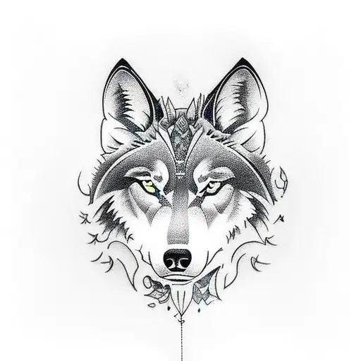 Design A Traditional Style Tattoo Featuring A Wolf In A Gaming Console Or Arcade Cabinet