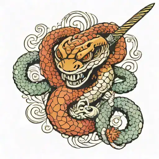 Snake And Dagger Wrapped Tightly