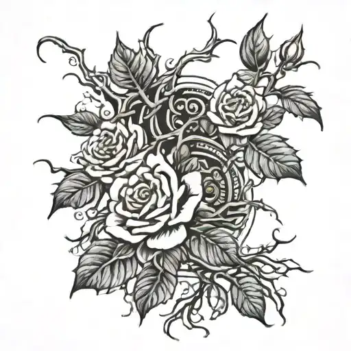 Vine With Roses And Thorns