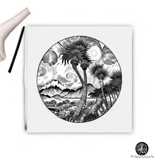 Palm Tree Sunset Van Gogh