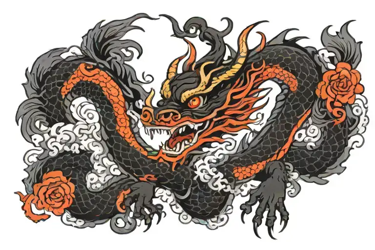 Black Japan Dragon Without Wings