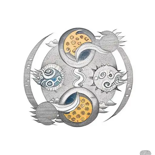 A Minimalist Tattoo Of A Sun And Moon In A Yin And Yang Style