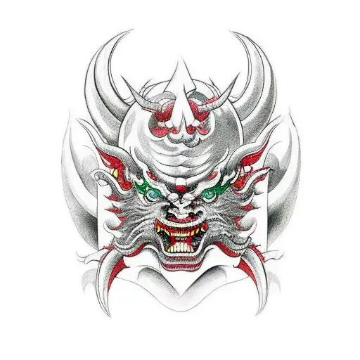 Chinese Devil Mask Split In Half With Each Half Being Different