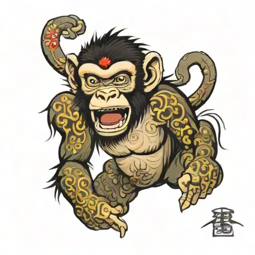 A Monkey Facing Forward With Mouth Open