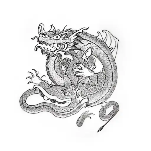 Cute Dragon Eating Sushi Roll