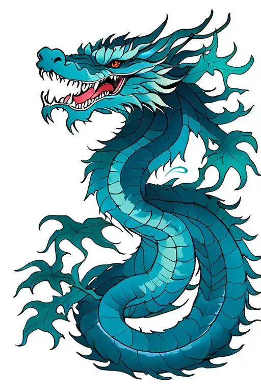 Japanese Dragon And A Japanese Maple Tree