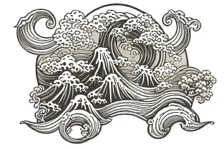 Travel Inspired Tattoo With Mountains And Waves