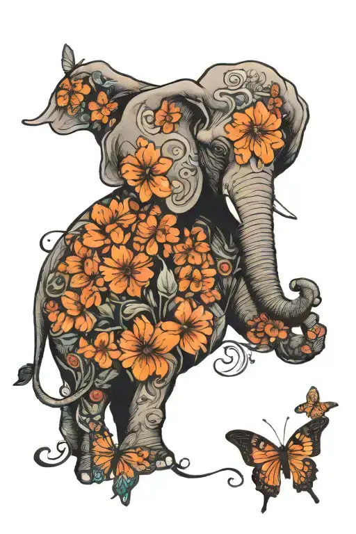Elephant And Butterfly Emerging