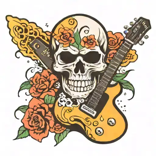 Skull And Electric Guitar