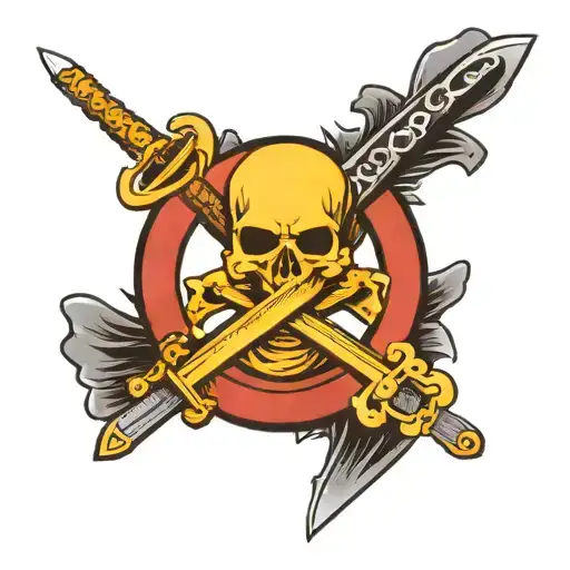 Cancer Ribbon With Swords Crossed