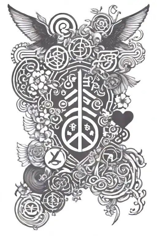 Love Peace Music Symbols And Words Mix