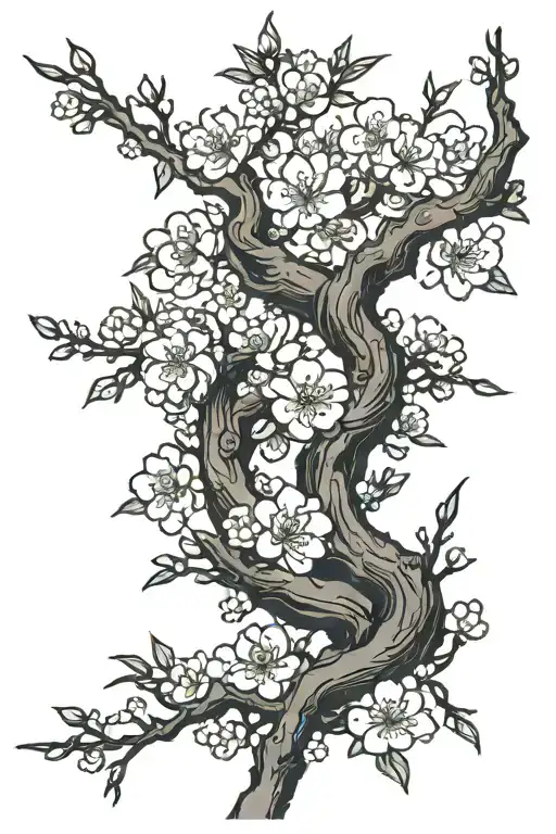 Japanese Cherry Blossom Tree Branch