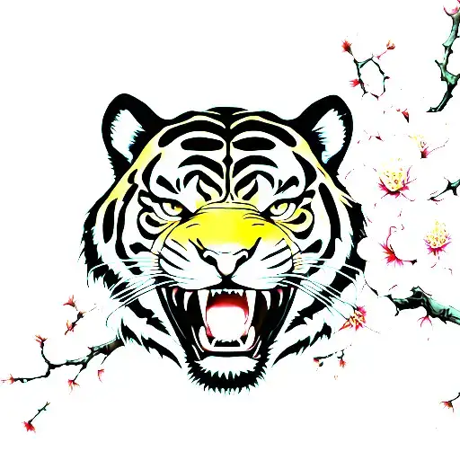 Snarling Tiger And Plum Blossom