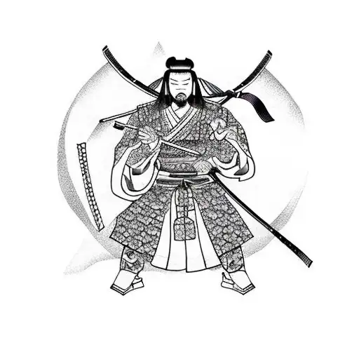 Samurai With Japanese Building