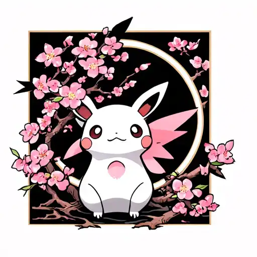 Cherry Blossom Tree And Pokemon