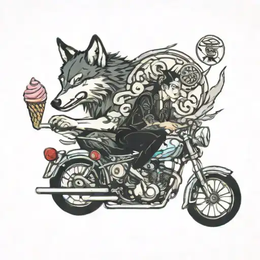 Wolf On Bike With Ice Cream