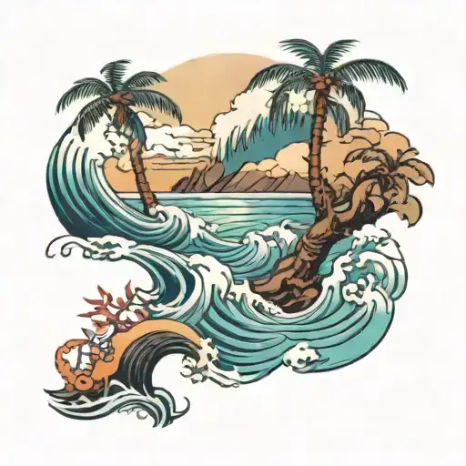 Beach Scene With Palm