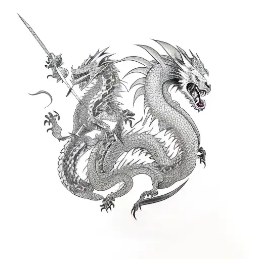 A Fierce Dragon Battling Against A Wolf In A Epic Showdown