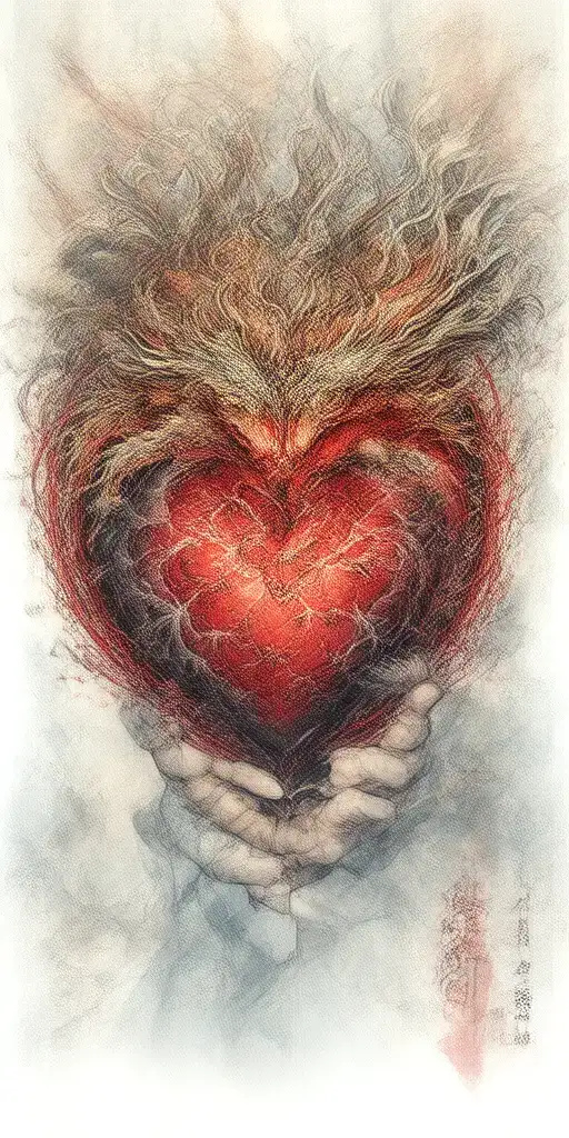 A Hand Holding My Heart With A Dragon Around It