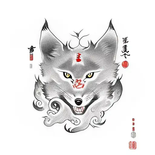 Black Kitsune Under Red Torii