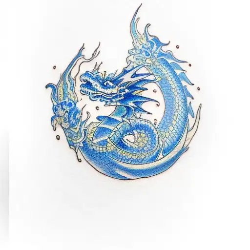 A Blue Calm Intelligent Dragon Small Size