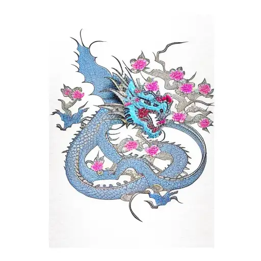 Dragon With Cherry Blossoms