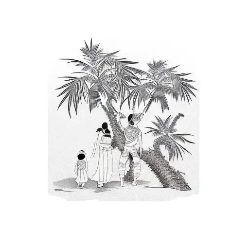 Family With Palm Tree