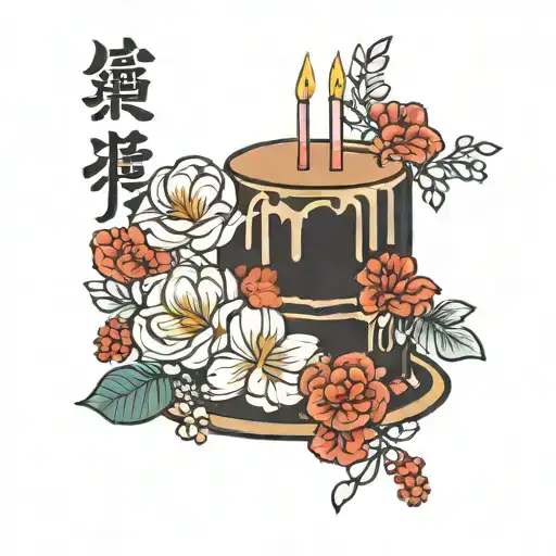 A Birthday Cake With Flowers
