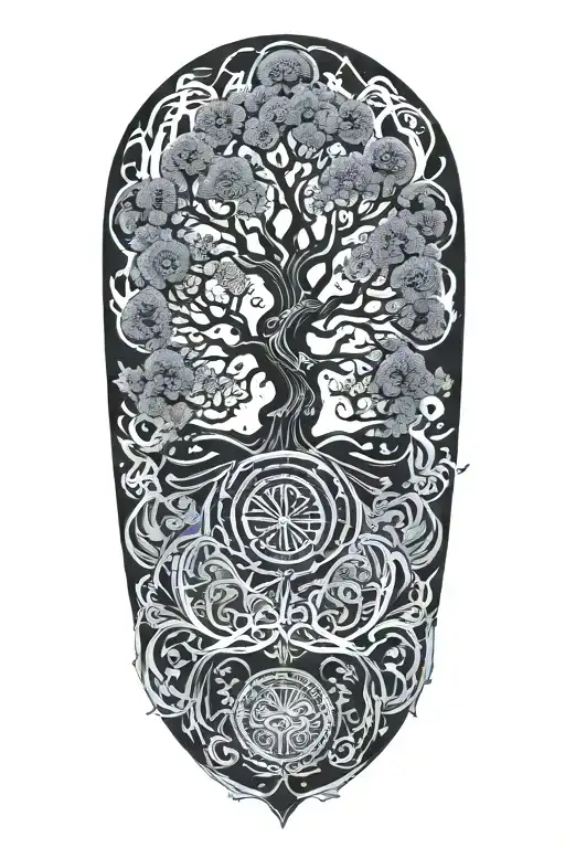 Tree Of Life With Japanese Sun