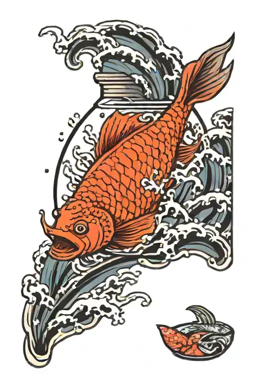Jar Pouring Water With Wave-shaped Fish