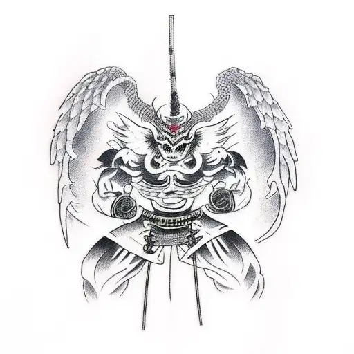 Japanese Demon Fight With Angel On Forearm