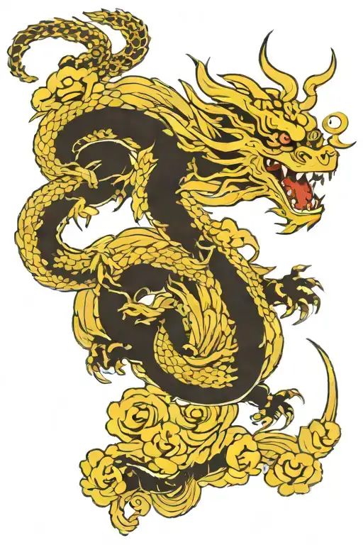 Gold Coins And Dragon Sleeping On Top