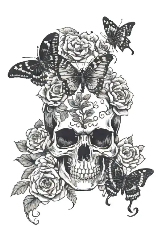 Butterfly Memento Mori Skull