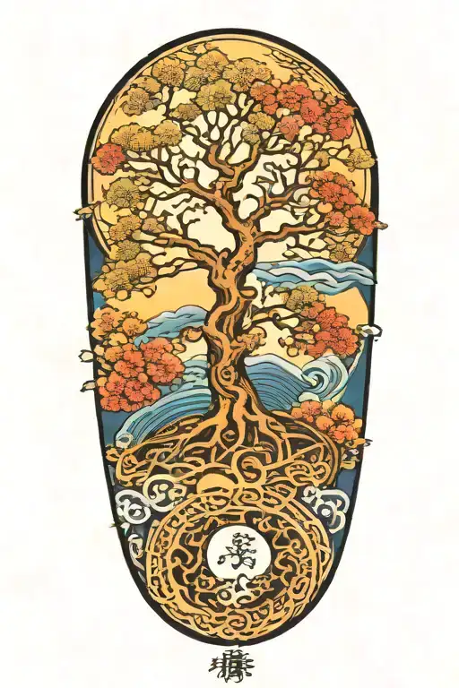 Tree Of Life With Moon And Back