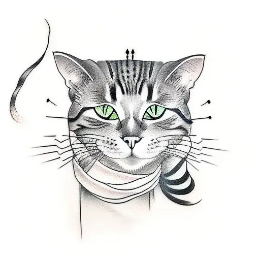 A Minimalist Tattoo Of A Cat