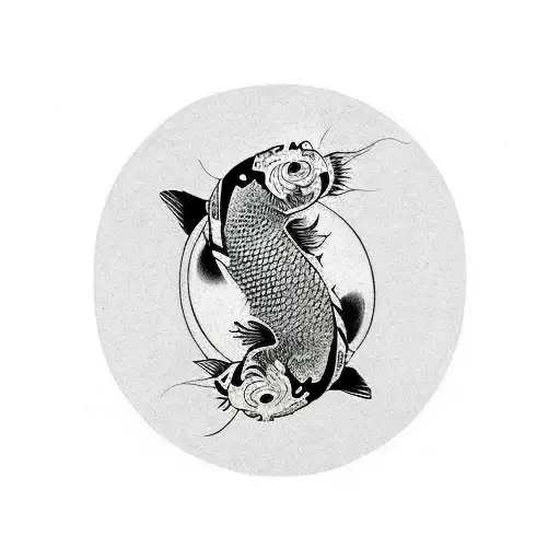 Yin And Yang Koi Fish Black And White