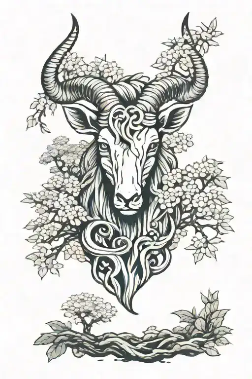 Head Of The Aries Sign Among A Growing Forest Scene