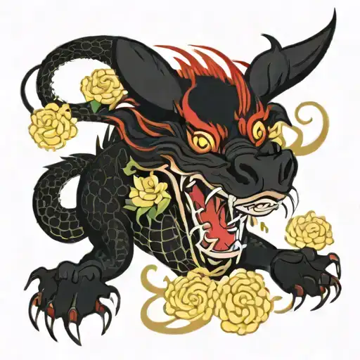 Dragon With Flowers Lycoris Scaly