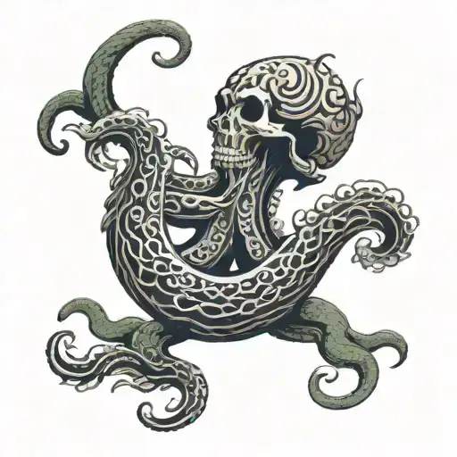 Kraken Pulling A Ship Sailing