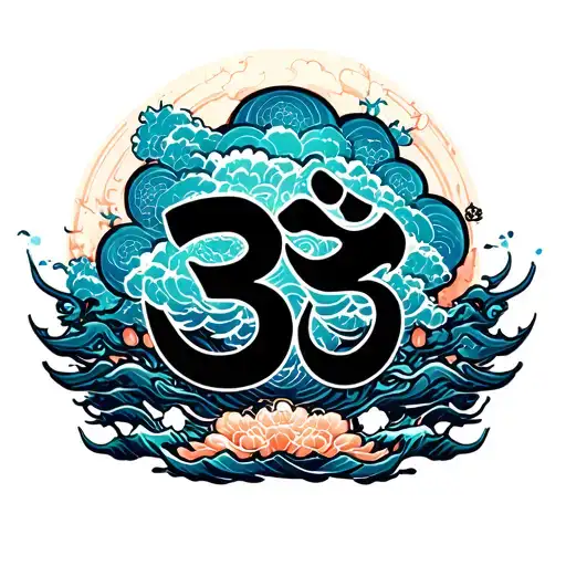 Japanese Clouds And Om Symbol