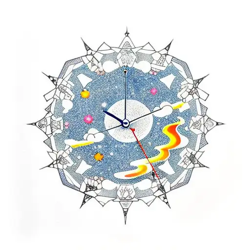 Starry Sky With Constellations Forming Clock Hands