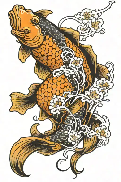 Cyborg Koi Fish Swimming Upstream