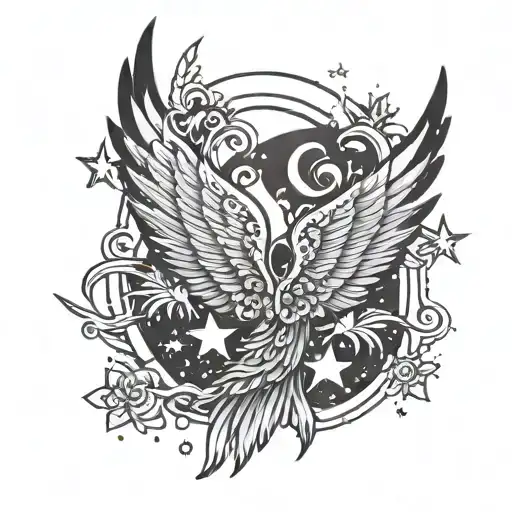 Angel Wing And Stars