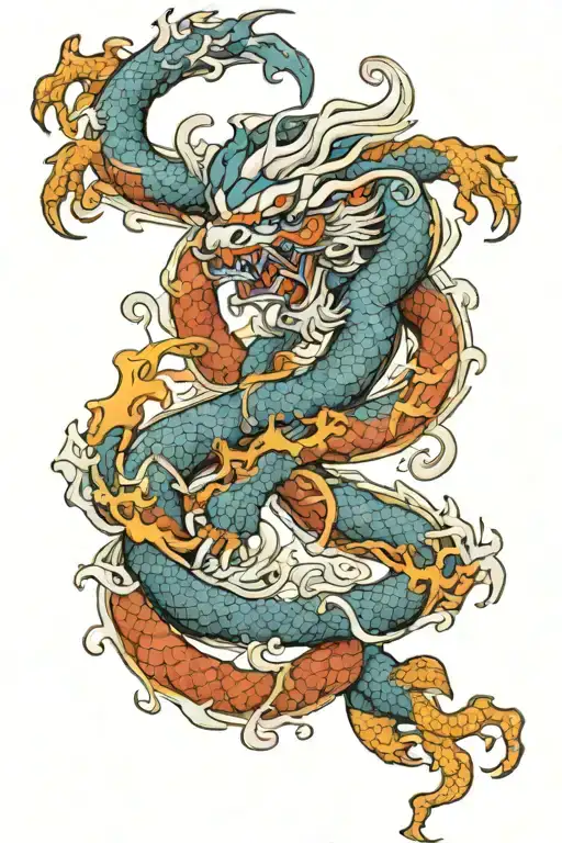 Snowflakes Female Warrior Dragon Intertwined